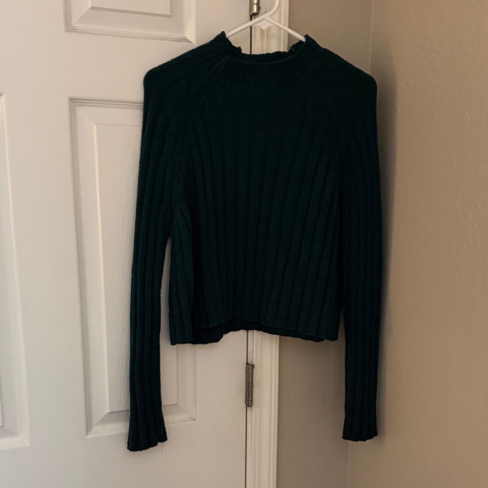 American Eagle Outfitters Dark Green Ribbed Turtleneck Sweater